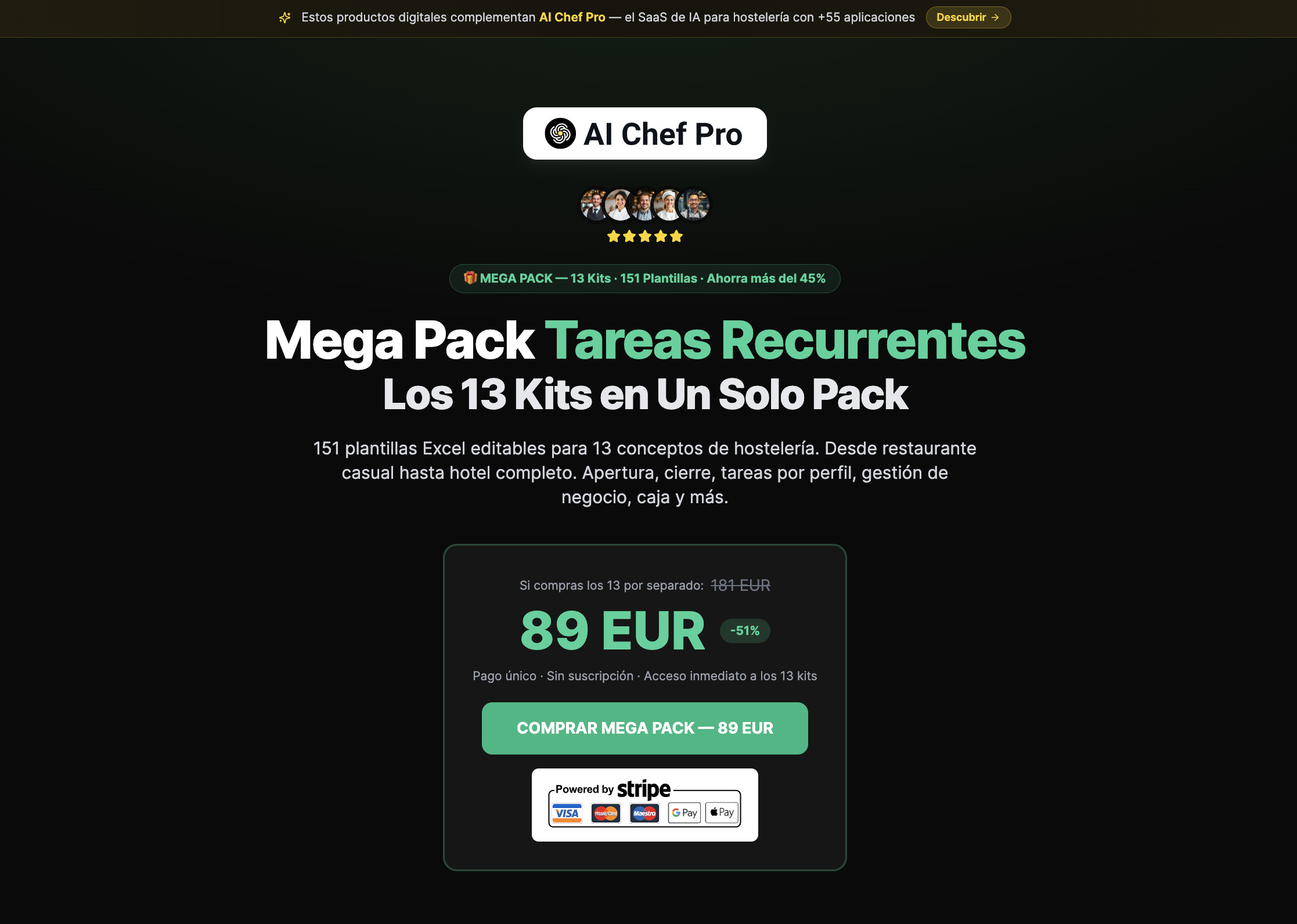 Mega Pack Tareas Recurrentes — 13 kits, 151 plantillas